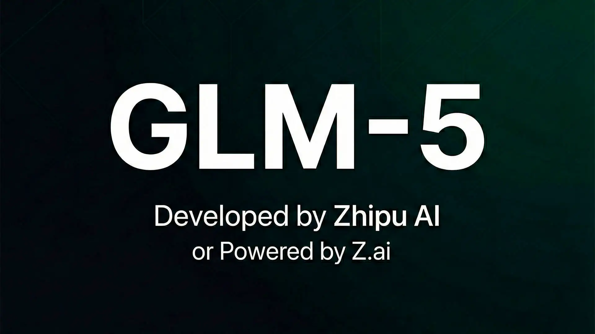 Logo de GLM-5 de Zhipu AI sobre fondo tecnológico abstracto con elementos de red neuronal